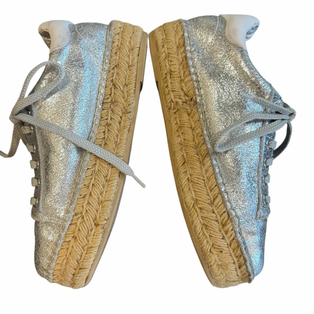 Steve Madden Metallic Silver Star Platform Espadrille Sneakers – Size 8.5‎